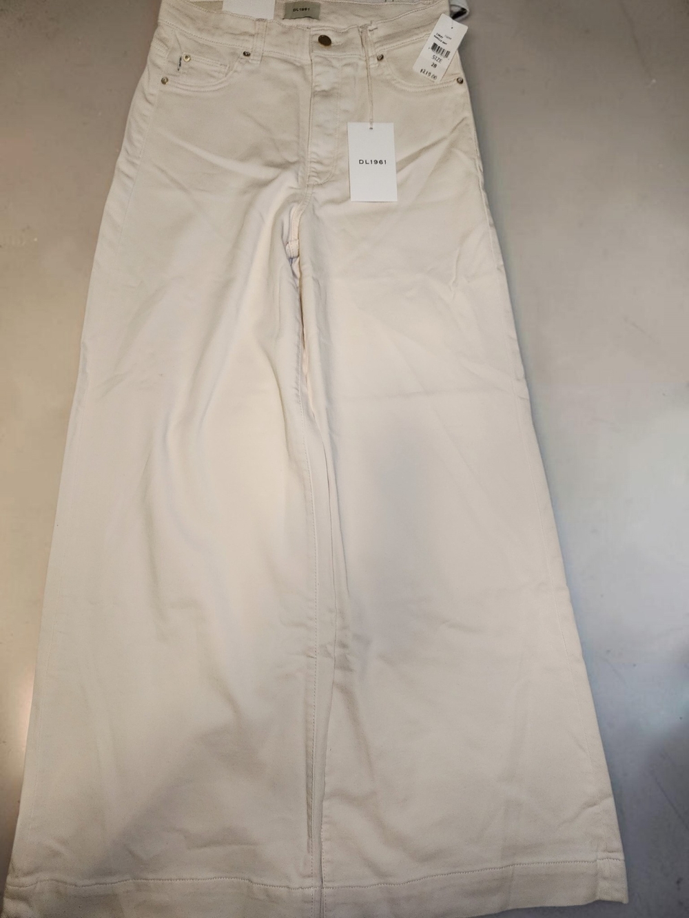 DL1961 Hepburn High Rise Wide Leg Jeans Eggshell 28